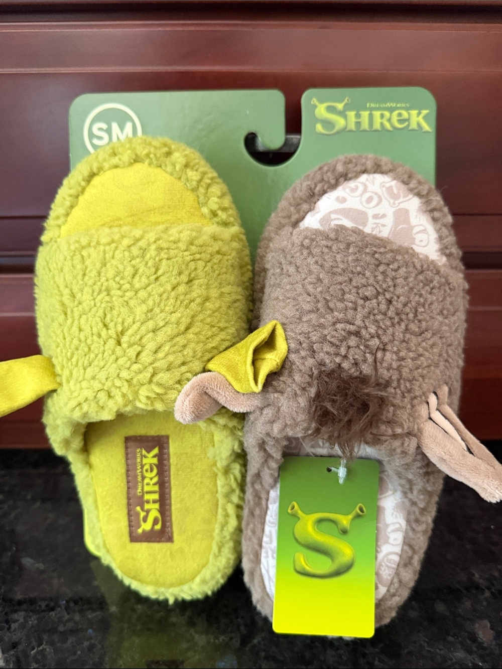 Dreamworks Shrek Plush Slip-Ons — Lime Green and Brown